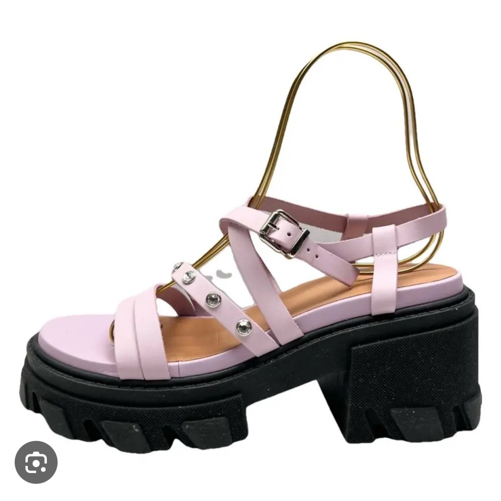 Ganni Women's Cleated Strappy Block Heel Sandals